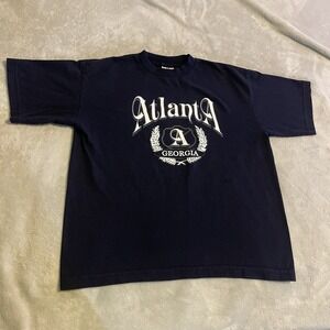 Vintage‎ Atlanta Georgia Shirt Women 3XL Blue Crop Top Lightweight Workout Tee